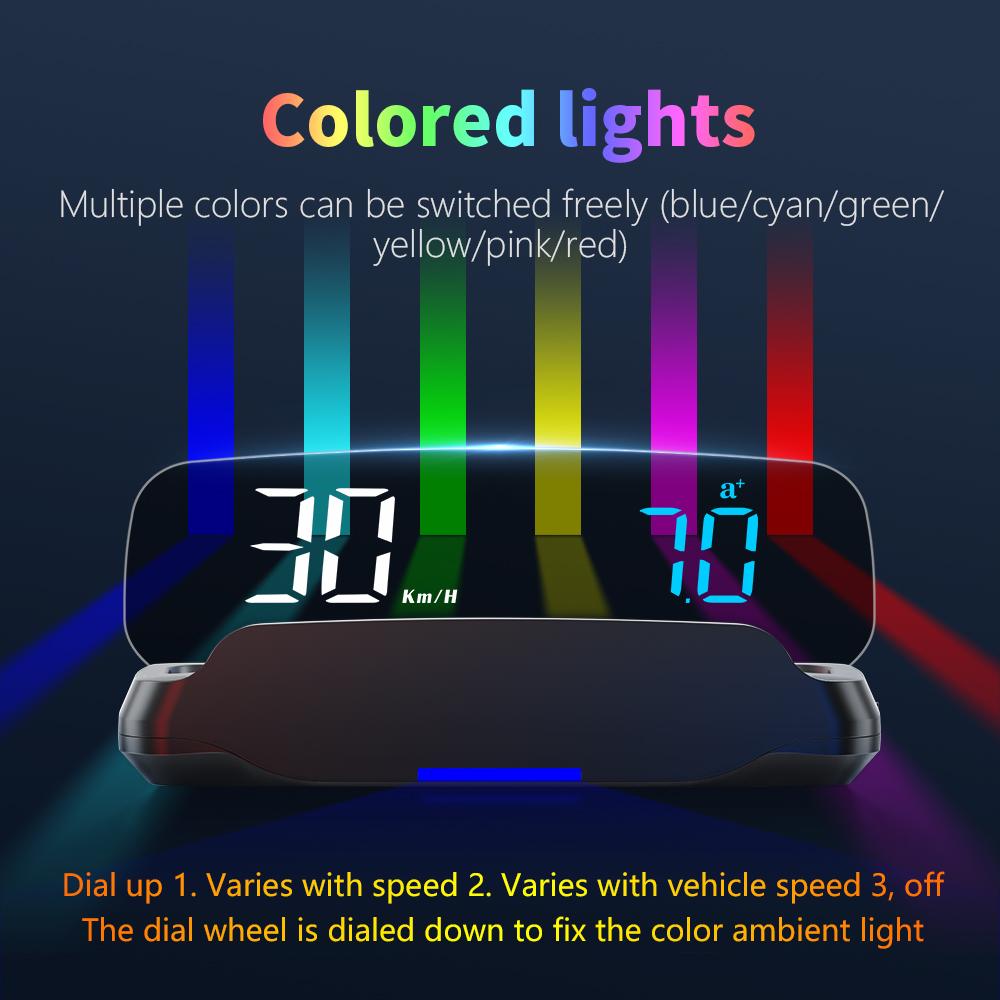 Car Head-up Display C7B OBDII Windshield Speed Projector Electronics Obd2 Temperature Meter with 6 Alarms for Gasoline Vehicles