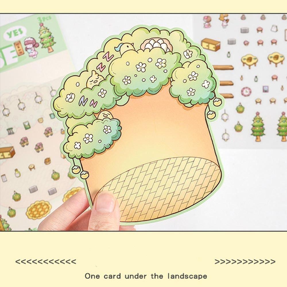 Tree House Three-dimensional Sticker Visual Stacking Miniature Scene Sticker  Gift