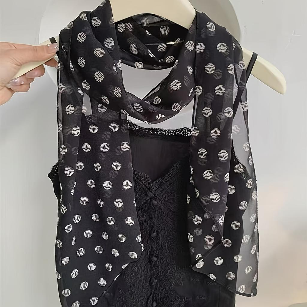 Long Wavy Silk Scarf for Women Versatile Neck Thin Scarf Headband Accessories