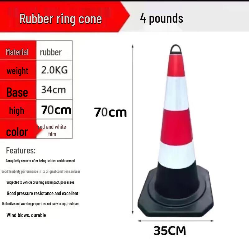 Reflective Rubber Traffic Cone with Lift Ring