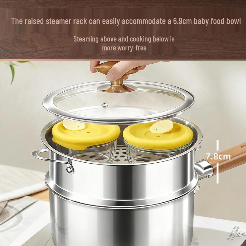 316L Stainless Steel Baby Milk Pot with Steamer