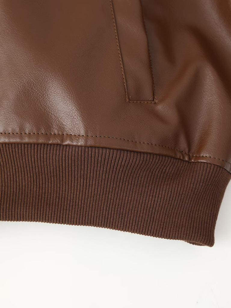 Dámská motorkářská bunda z umělé kůže - Podzimní/zimní krátký styl na zip