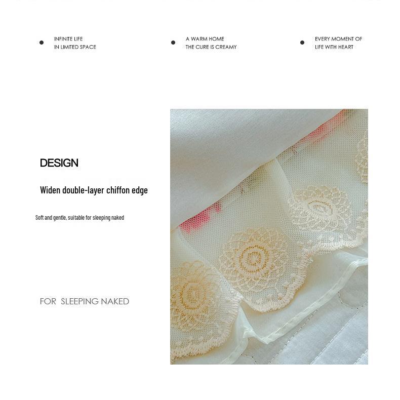 2026 Baumwoll-Print gesteppter Bettrüsche 4-teiliges Set mit Spitzenbesatz