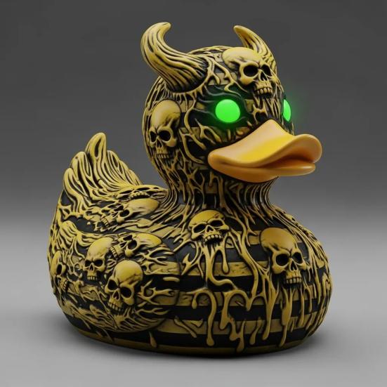 Devil Skull Duck Figurine Gothic Punk Halloween Duck Ornament Resin Demon Duck