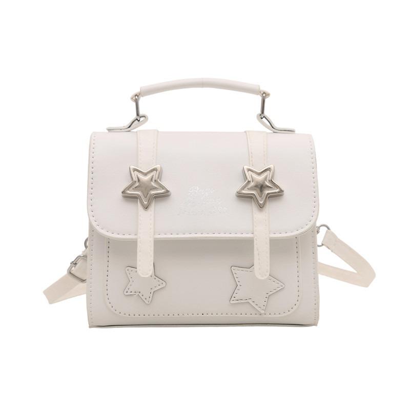 Aesthetic college five-pointed star solid color handbag versatile shoulder messenger bag design sense bag