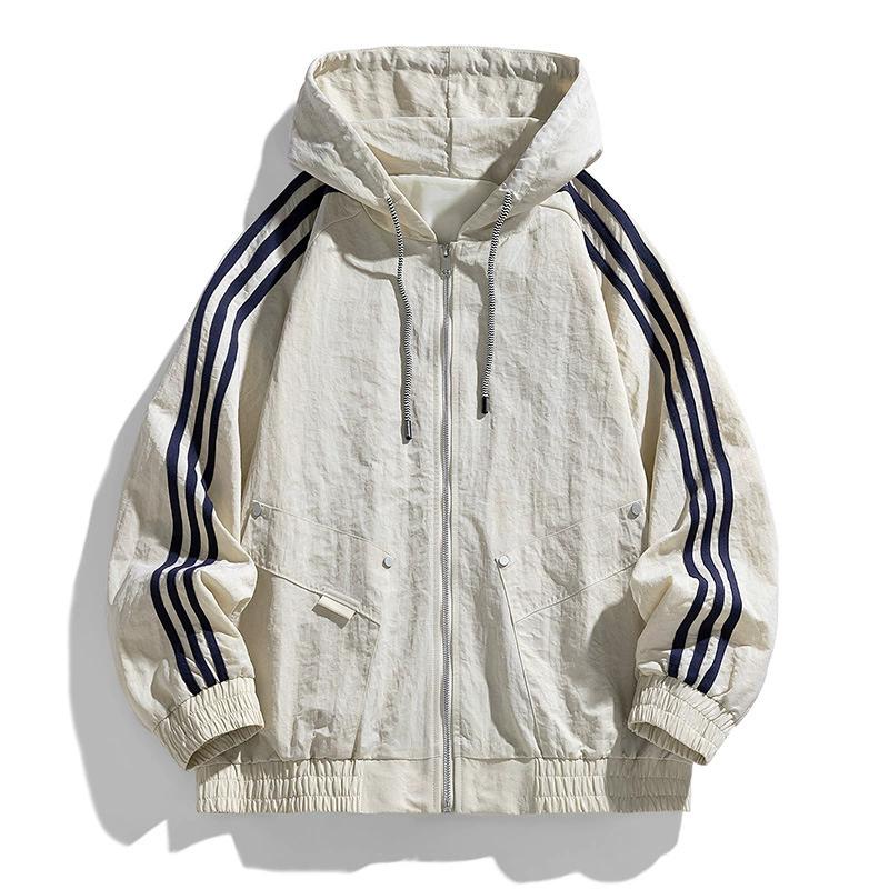 L-9XL Roupa Esportiva Jaqueta Casual Masculina para Exterior Jaqueta Masculina Larga Plus com Capuz de Três Barras