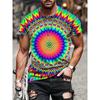 Men's 3D Printed Abstract Trendy Visual Illusion Short Sleeved T-shirt Fashionable Top Gradient Harajuku Streetwear T-shirt
