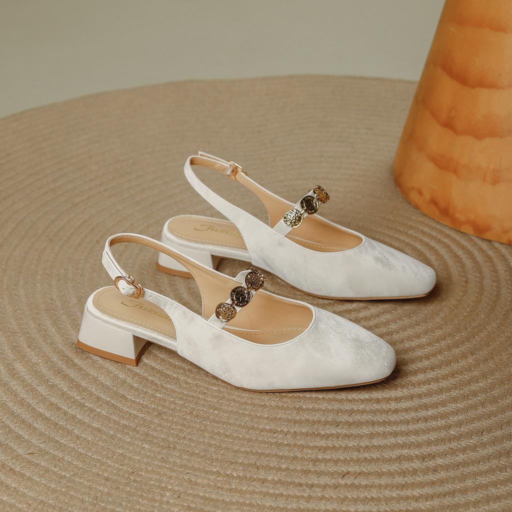 French shallow mouth bag head Mary Jane sandals 2025 summer new retro with cheongsam versatile empty high heels women