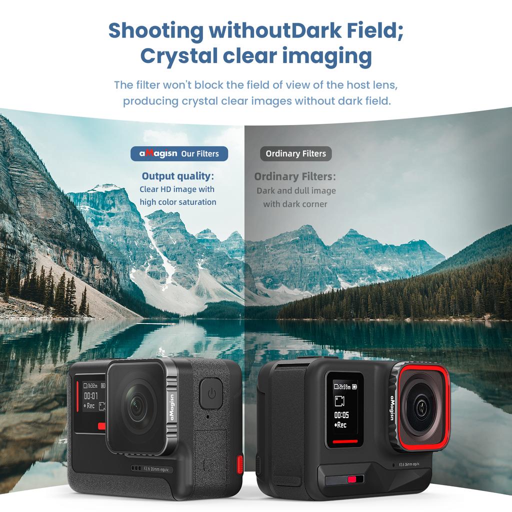 AMagisn sportskamera ND filtersett ND8+ND16+ND32+ND64 Vanntett flerbelagt optisk glass