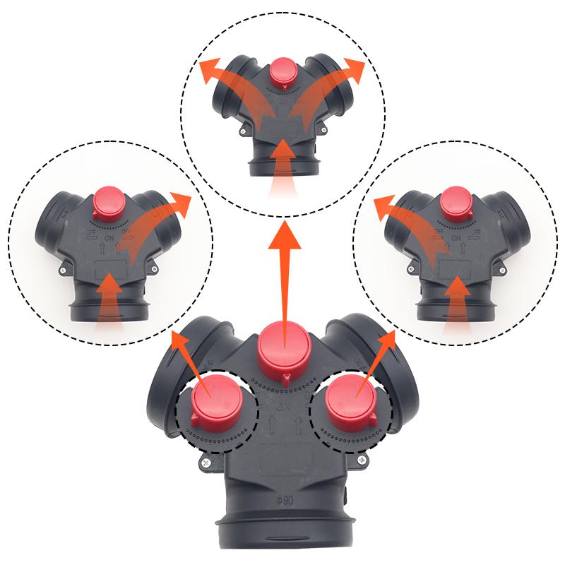 75MM/ 90MM/ 90MM TO 75MM Vavle Flap Adjustable Air Diesel Heater Vent Ducting T Branch Splitter Exhaust Pipe Joiner Connector