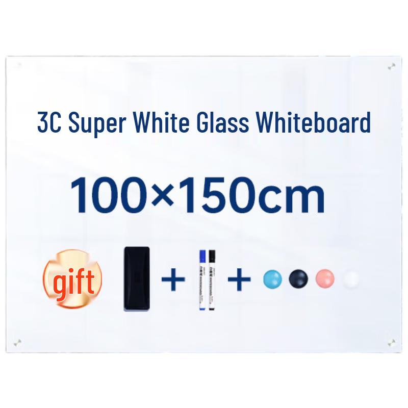 Deli 150x100cm Magnetic Tempered Glass Whiteboard