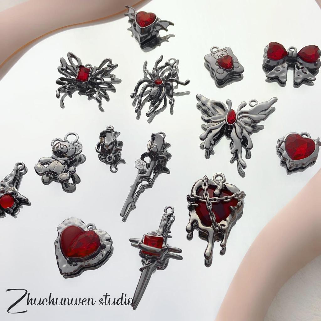 Dunkel Süßes Herz Rose Kreuz Legierung Anhänger für DIY Armband/Halskette