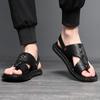 Men Black Open Toe Sandals Slippers Simple Flats Flip Flops Summer Brown Outdoor Beach Shoes Plus Size 46 47 48