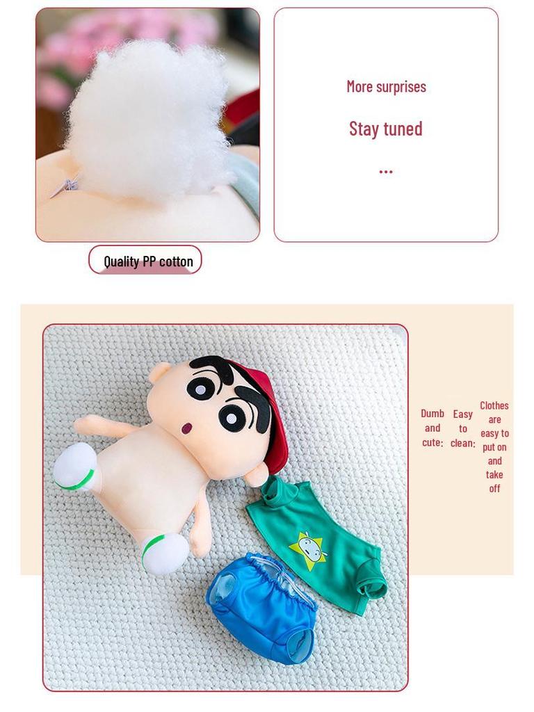 Shin-chan Plush Toy & Cute Casual Sweatshirt: Anime-Inspired Birthday Gift & Sleeping Pillow for Kids
