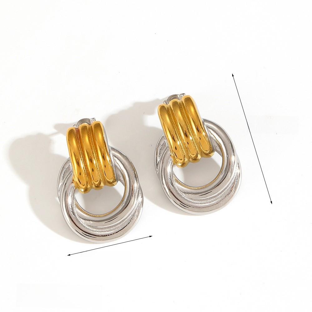 Geometric Stainless Steel Earring Jewelry With Electroplated Finish For Stylish Ladies