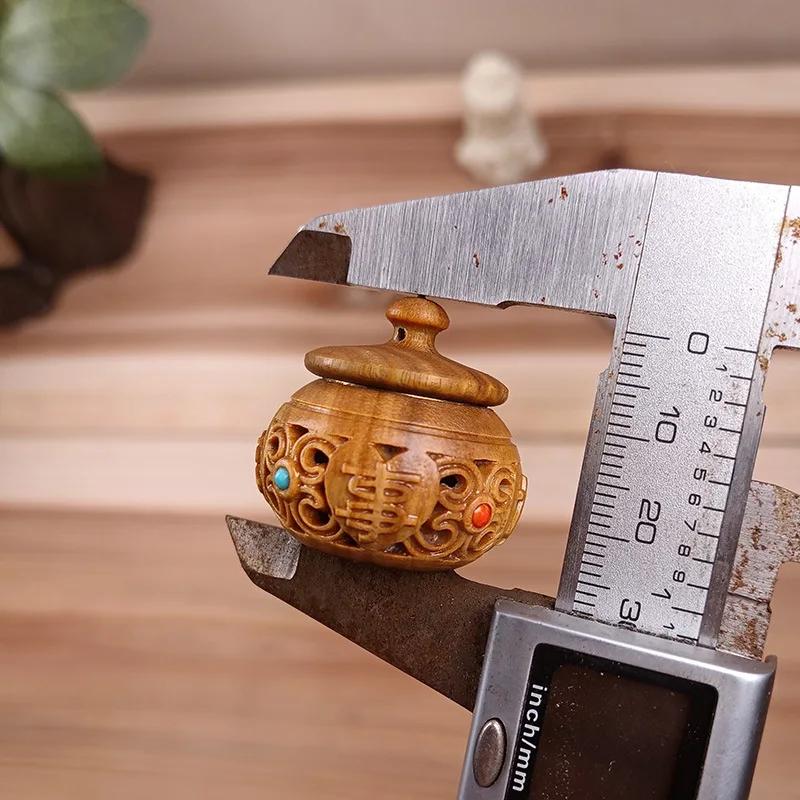 Natural Wood Perfume Bottle Incense Expanding Mini Sandalwood Portable Sealed Jar Pendant Pomander Container Medicine Pill Box