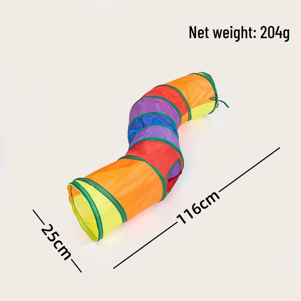 Rainbow Cat Tunnel & Teaser Toy - Self-Amusement, Boredom Relief, Physical Exercise for Kittens