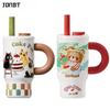 Cute Tumbler 316 Stainless Steel Thermos Bottle With Handle Straw Lids Thermal Mug Drinkware Hot and Cold Car Coffee Cup Thermos