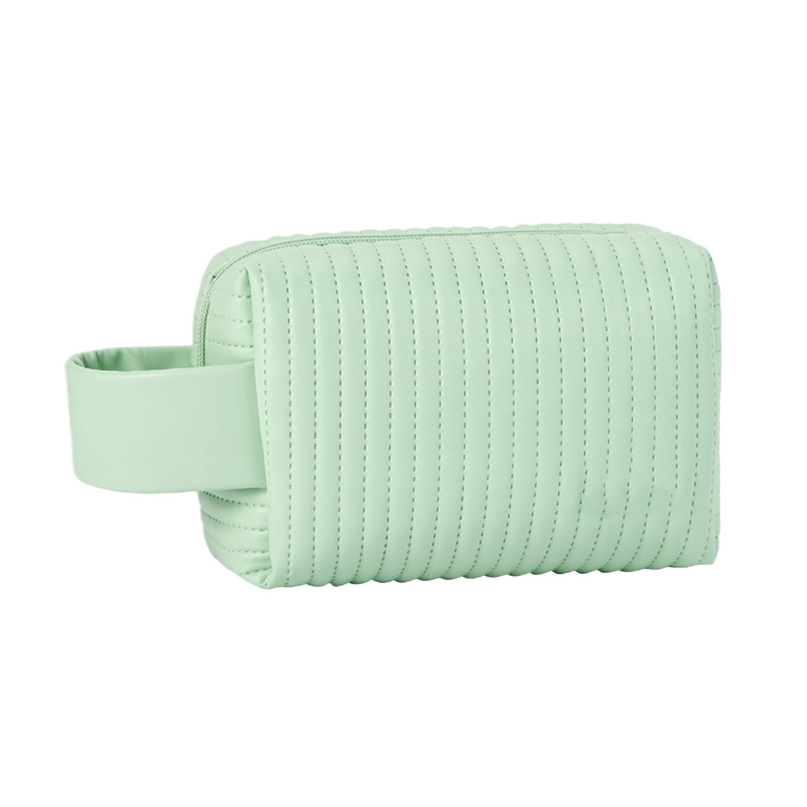 

Portable Travel Makeup Bag Quilted Handheld Cosmetic Pouch Organizer Zipper Closure Lightweight Toiletry Storage Case one size зелёный