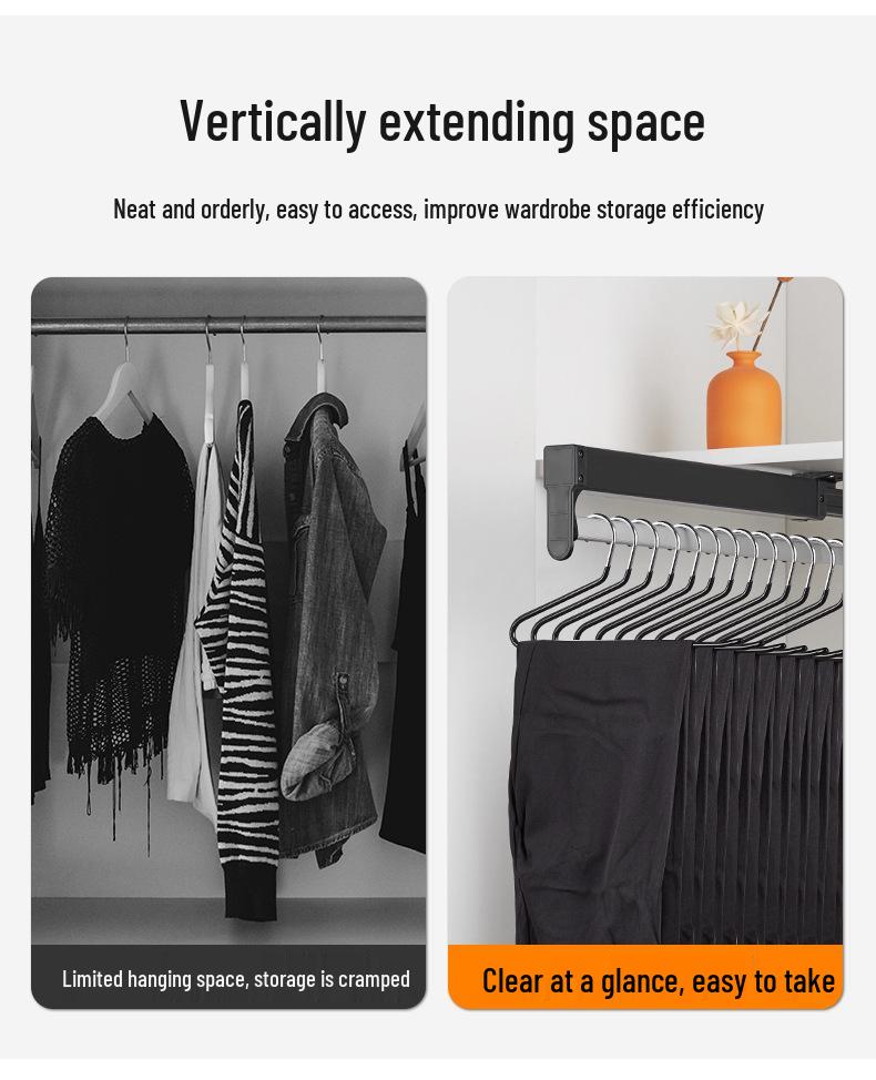 Telescopic Pull-Out Trouser Rack for Wardrobes