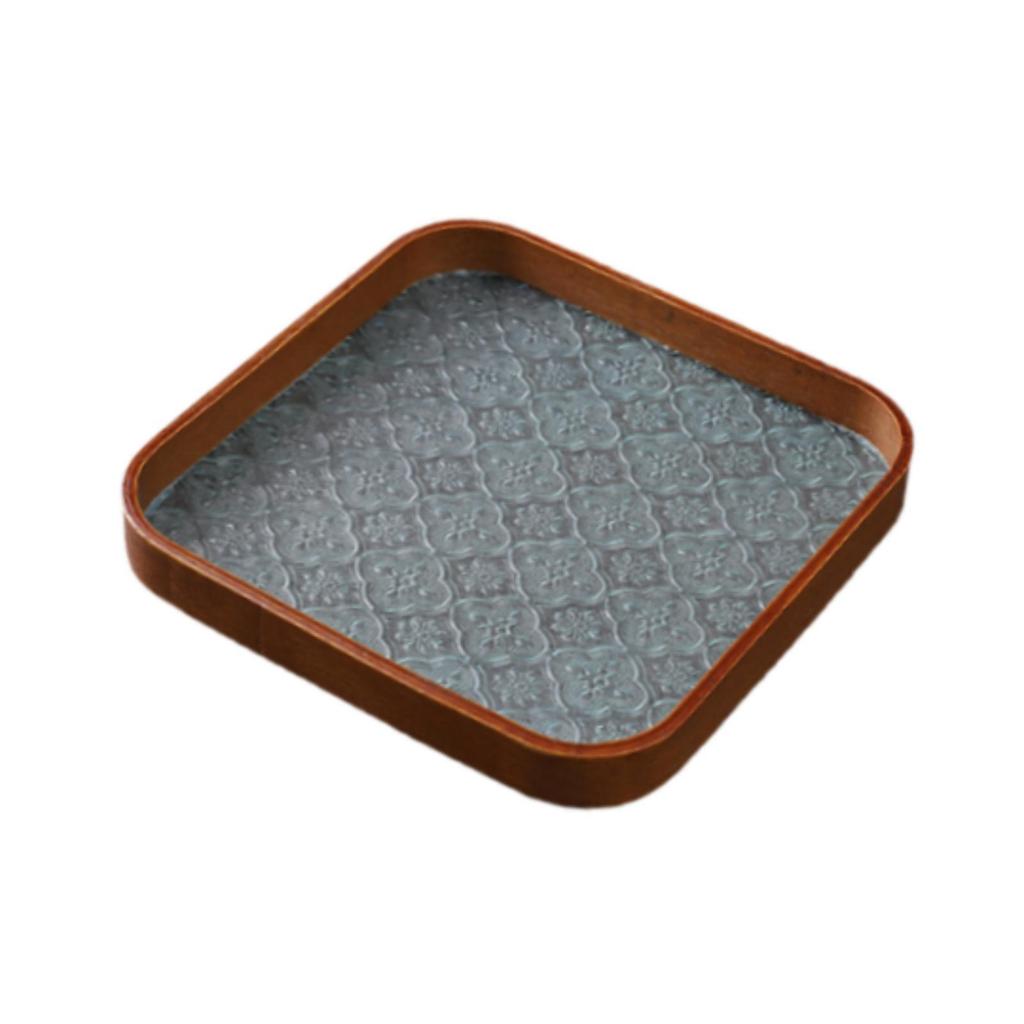 Wood Serving Tray Glass Desk Organizer Jewelry Storage Holder Wooden Trays for Eating for Bathroom Household Desk Tea Room Party