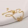 Butterfly Charm Bracelet With Zirconia Crystals 18K Gold Plated Titanium Steel Elegant Daily Wear Jewelry