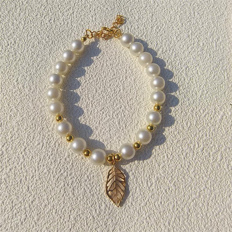 New Love Pendant Pearl Beaded Pet Necklace Versatile Accessories Handmade Cat and Dog Collar