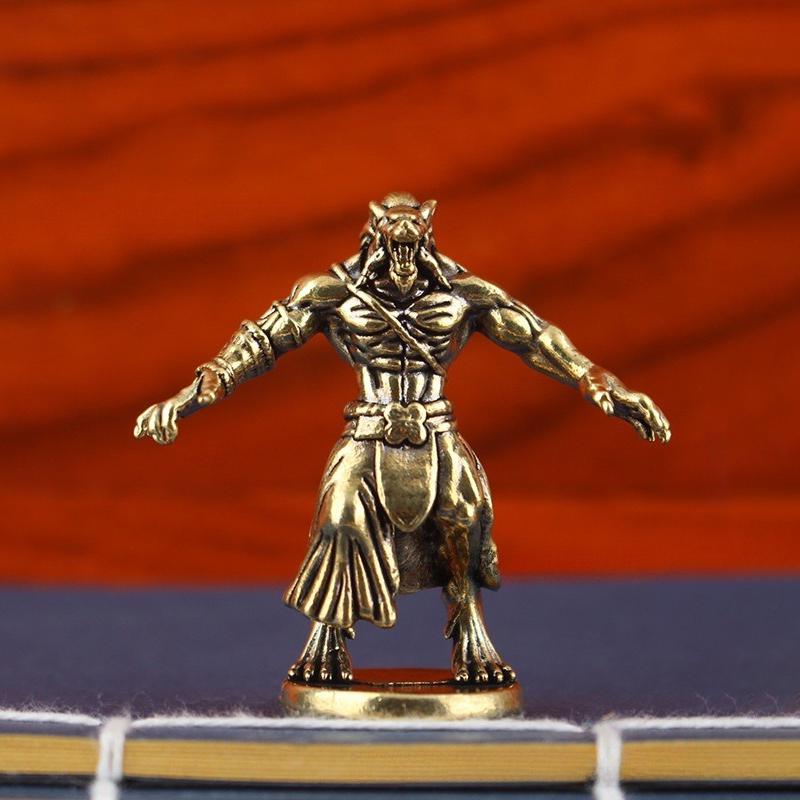 Vintage Messing Werwolf Statue Schreibtisch Ornament Heimdekoration Handwerk Schwer Exotische Kreatur Figuren Miniaturen Zubehör