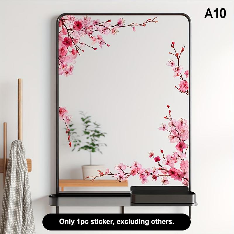 Spring Green Leaf And Floral Wall Stickers Glass Sticker For Shower Doors, Mirrors, Bathroom Glass Self-Adhesive Removable