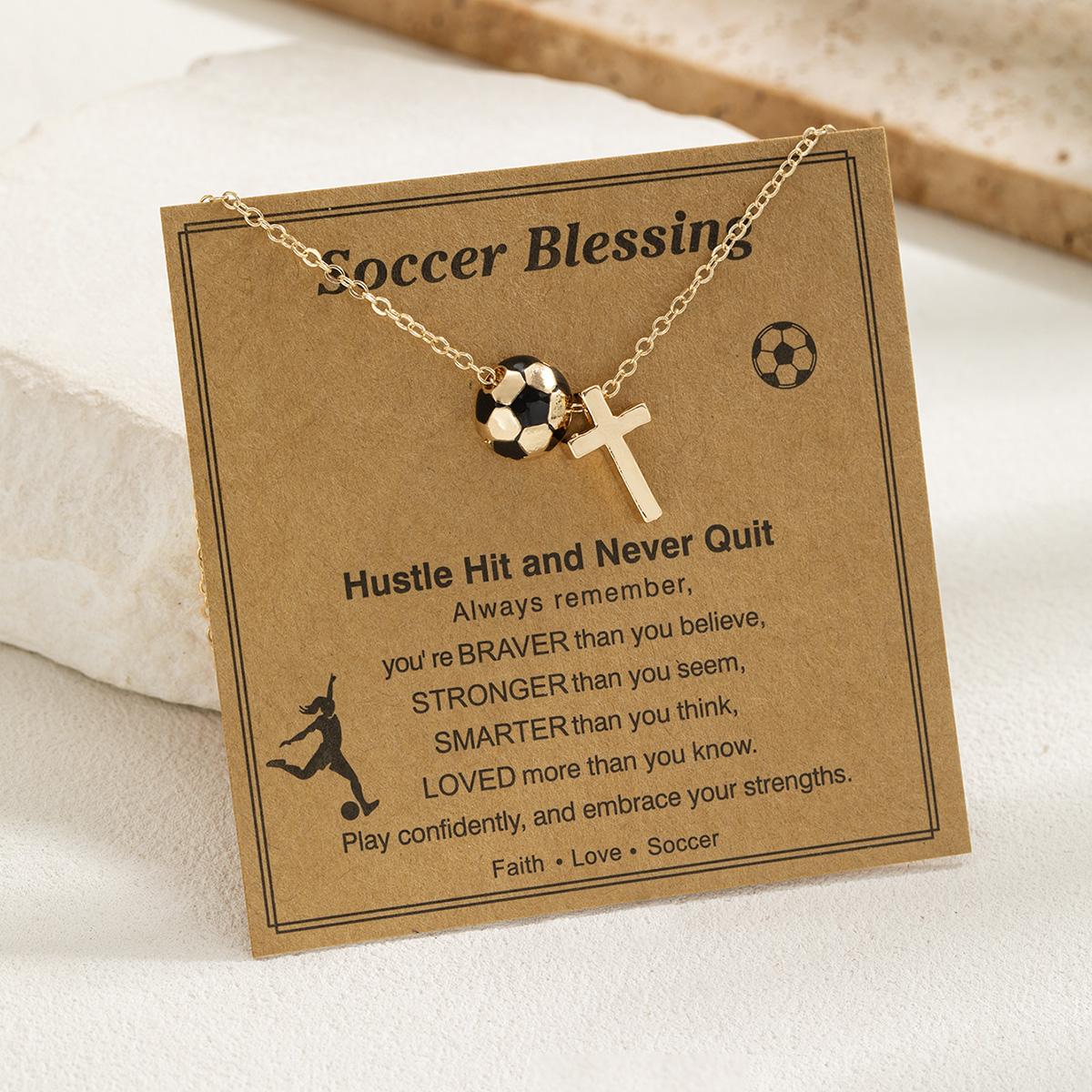 

1 piece of versatile temperament blue ball volleyball sports style alloy cross pendant blessing card necklace