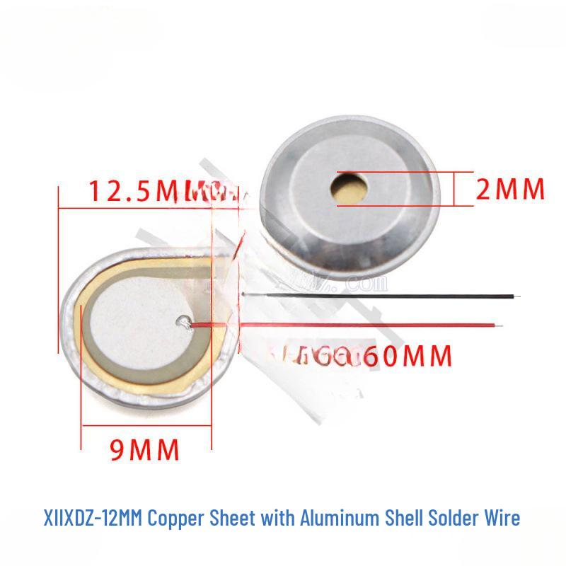 Piezoelectric Ceramic Buzzer with Aluminum Solder & Copper Lead, Diameter Options: 12/15/18/20/27/35/50MM