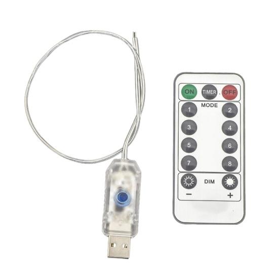 

Yousheng String Light Controller Remote Control LED Strip Light Controller 8 Modes USB Circuit Board for 100LED 200LED String Lights Copper Wire Star 30 cm білий