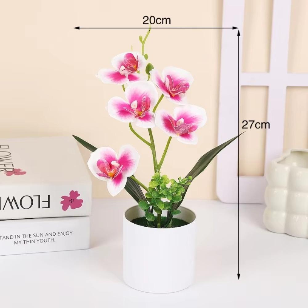 Multicolor Simulation Bonsai Accessories Faux Phalaenopsis Potted  Home Office Decoration