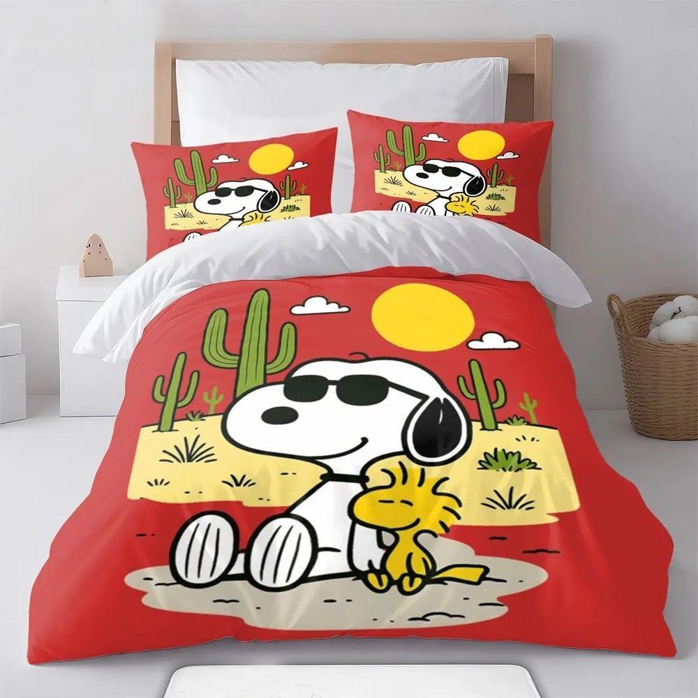 Cartoon Dog Duvet Cover Pillowcase Snoopy Bedding Set Adult Boy Girl Bedroom Decoration Children Gift Single Double Size