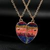 Colorful Glitter Design Broken Heart Best Friends Golden Necklace Set Of 2 For Girls Ladybro Friendship Chain Jewelry Gift