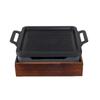 Zhi Shi Wooden Base Square BBQ Grill Pan with Alcohol Heater