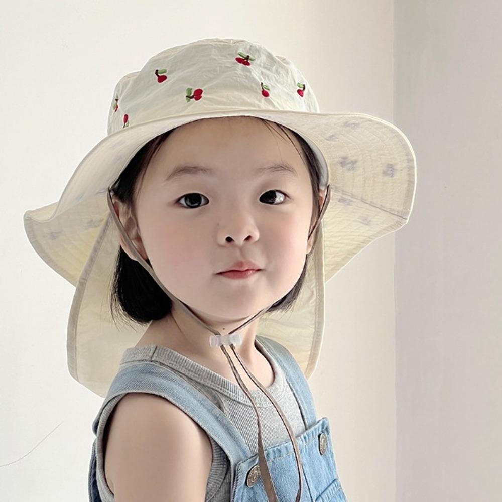 Cartoon Embroidery Baby Sun Hat Kawaii Summer Fisherman Hat  Apparel Accessories