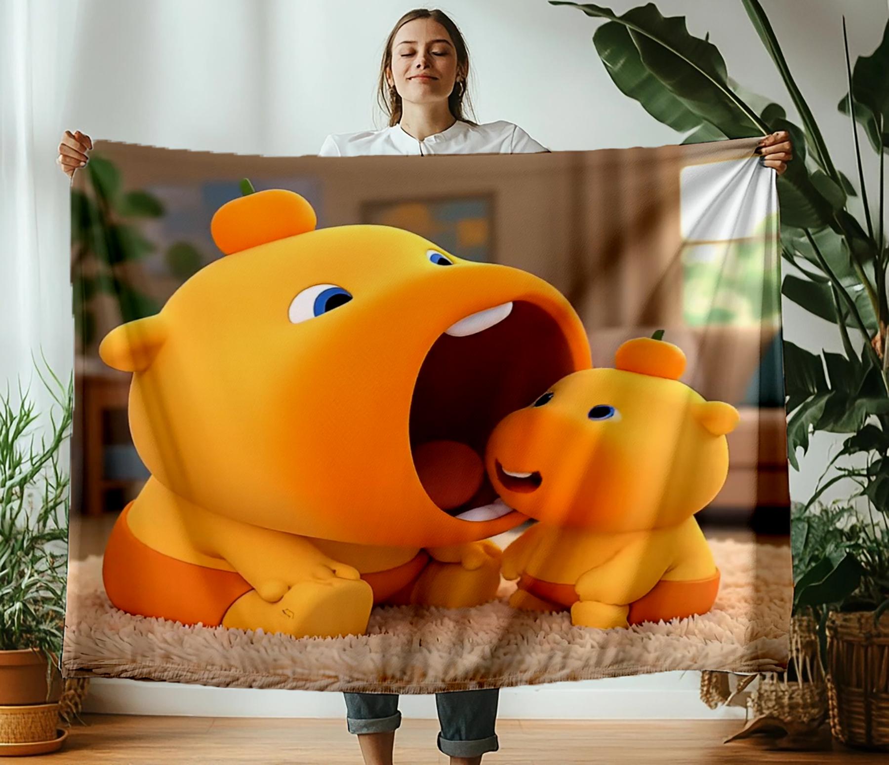 

Cartoon Print Capybara Lulu Blanket Cute lulu Series Kids Warm Flannel Soft Comfortable Home Bed Blanket Birthday Gift 75x90cm