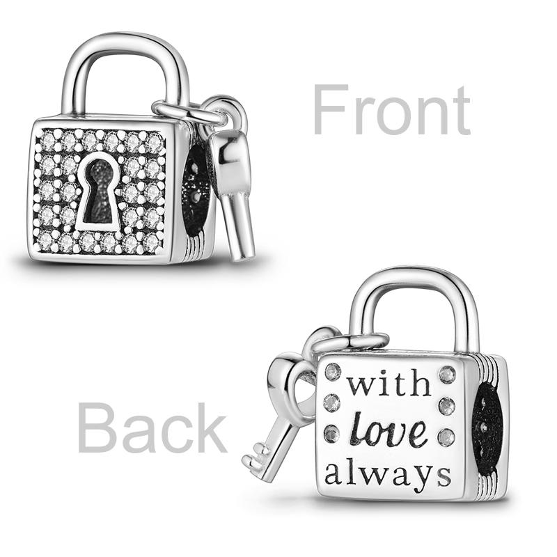 Inlaid Zircon Charm Beads S925 Sterling Silver Color Love Heart Snake Dangle Fit Original Bracelet Charms Pendant Jewelry