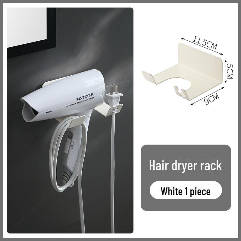 

Настенный держатель для фена без перфорации, полка для хранения в ванной комнате 1 piece белый