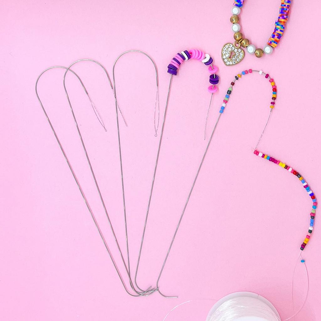 5pcs Waist Beads Needle Long Straight and Big Eye Beading Thread Needle for Bracelets Necklace Jewelry Making Supplies