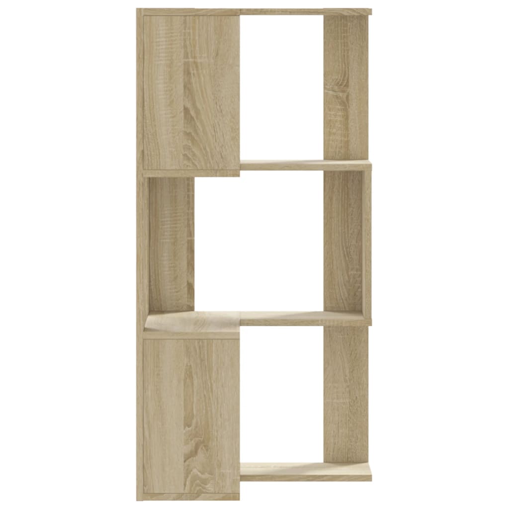 Corner Bookshelf 3 Shelves Sonoma Oak Finish 50 X 50 X 102 Cm Engineered Wood