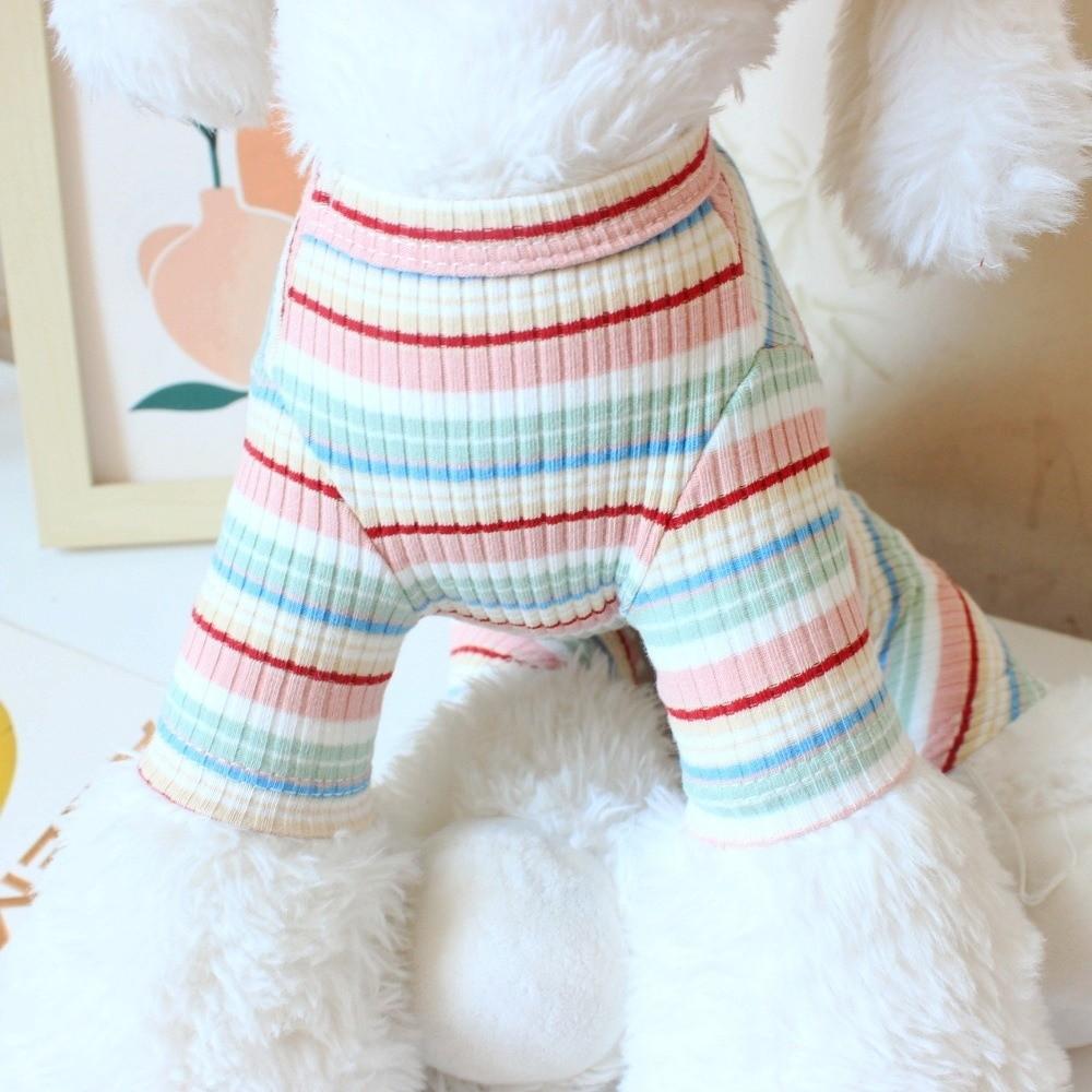 Colorful Stripes Dog Jumpsuits Cute Soft Puppy Rompers Fashion Dog Clothes