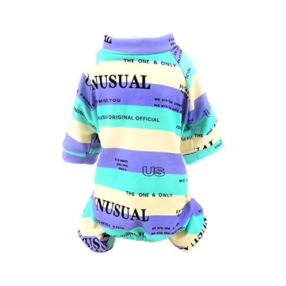 SMALLLEE_LUCKY_STORE Dog Clothes, Spring/Summer Coveralls, Border Pattern Rompers, Puppies, Small Dogs, Super Small Dogs, Colorful Striped Pajamas,