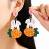 Cartoon Rabbit Rice Bead Earrings Personality Trend Handwoven Carrot Earrings