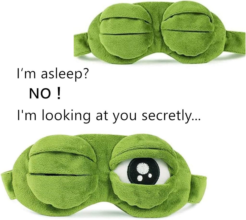 Maschera per Dormire Rana Triste 3D Copri Occhi Naturale per Dormire Ombra Patch Occhi Uomo Donna Morbida Portatile Benda Occhi da Viaggio Maschera Occhi