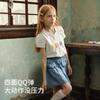 Davidella Girls' Short-Sleeved Summer Clothes, Children's Soda Cotton T-Shirt, Girls' Top