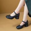 Spring and summer 2025 new Velcro one-word with women's shoes French retro light mouth thick heel comfortable single shoes hole shoes