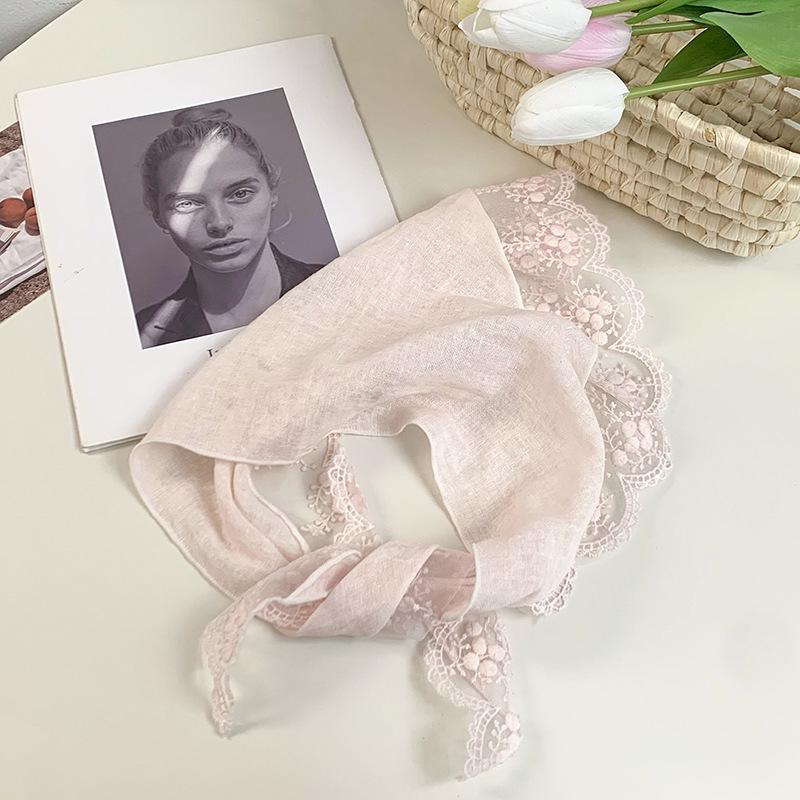 Lace triangle scarf scarf women's new models with casual daily thin versatile bag head scarf silk scarf headband