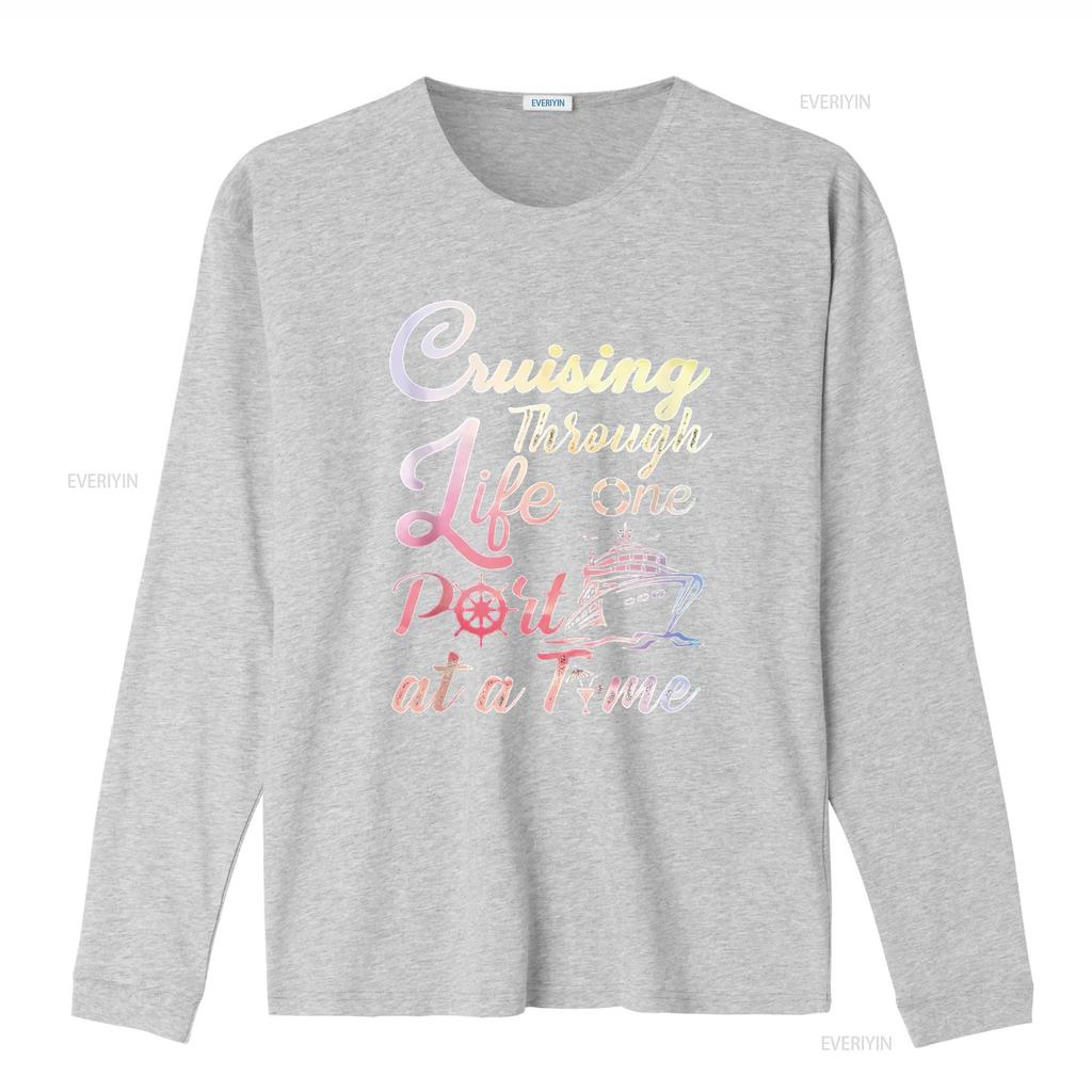 Cruising Through Life One Port At A Time And Youth T Shirt Black Vintage Washed Streetwear Breathable Comfortable Stylish